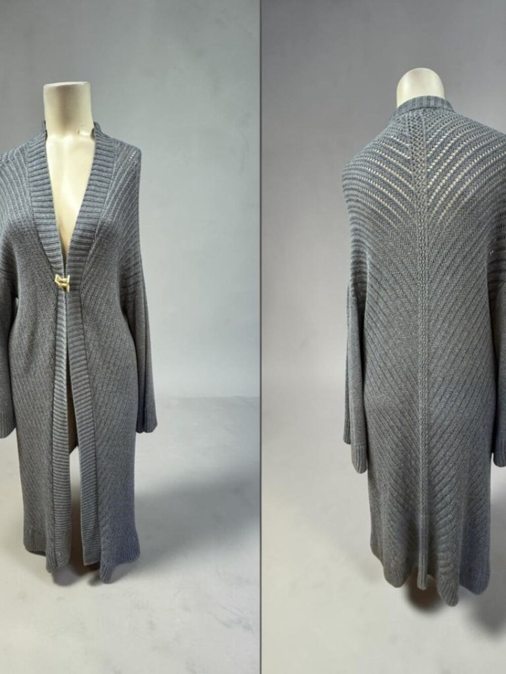Westport, Woman,Sweater Coat,Gray,Sz XL,Cotton,Long Sleeve,V Neck,Button,Long.!
